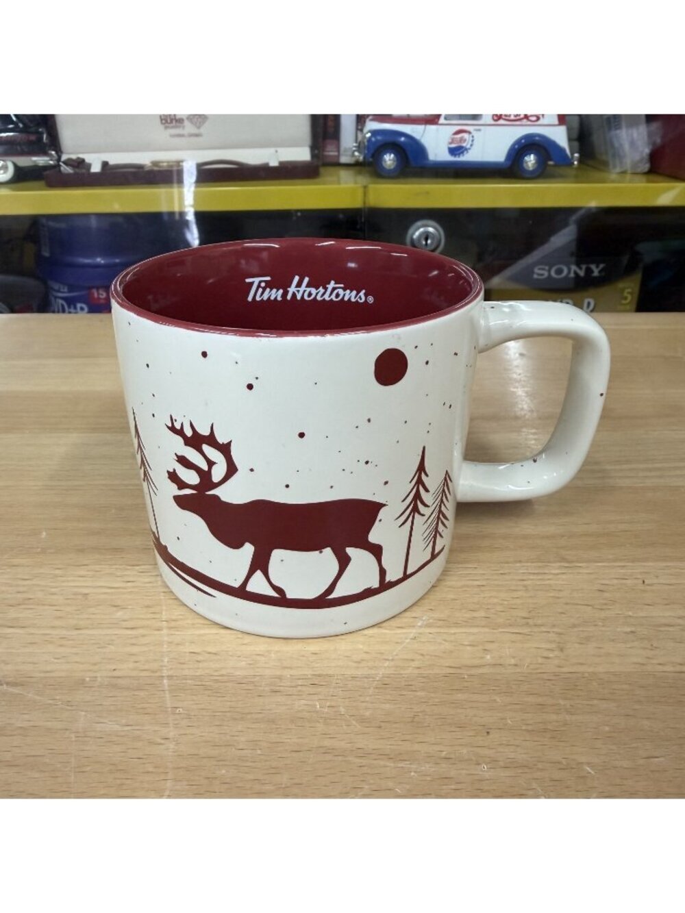 Tim Hortons Canada 2019 Collectible Holiday Coffee Mug Red Moose Elk Tea Cup